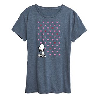 Women's Peanuts Valentine Snoopy Hearts Graphic Tee
