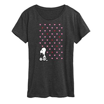 Women's Peanuts Valentine Snoopy Hearts Graphic Tee