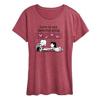 Women's Peanuts Valentine's Piano Graphic Tee