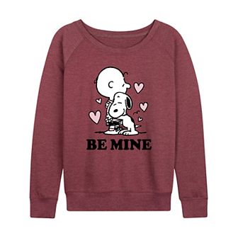 Women's Peanuts Charlie Brown & Snoopy Be Mine French Terry Long Sleeve Tee