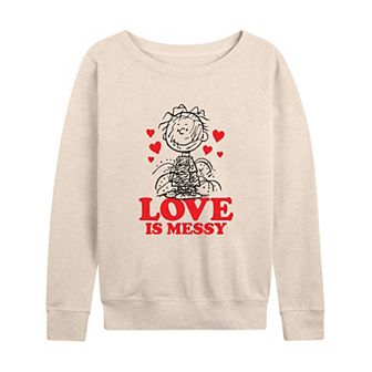 Women's Peanuts Pigpen Love Is Messy French Terry Long Sleeve Tee