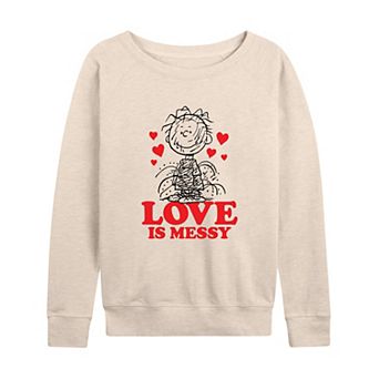Women's Peanuts Pigpen Love Is Messy French Terry Long Sleeve Tee