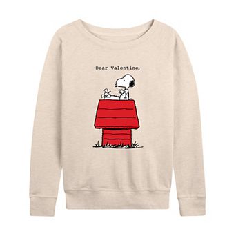 Women's Peanuts Dear Valentine Snoopy French Terry Long Sleeve Tee