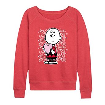 Women's Peanuts Charlie Brown XOXO French Terry Long Sleeve Tee
