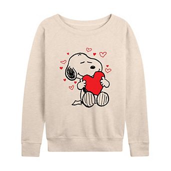 Women's Peanuts Snoopy Hearts French Terry Long Sleeve Tee