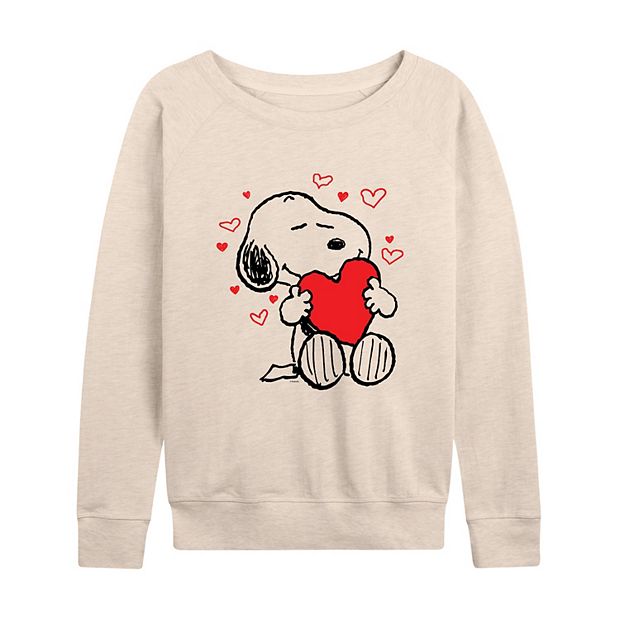 Women s Peanuts Snoopy Hearts French Terry Long Sleeve Tee