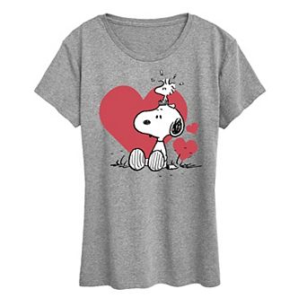 Women's Peanuts Snoopy & Woodstock Hearts Graphic Tee