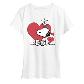 Women's Peanuts Snoopy & Woodstock Hearts Graphic Tee