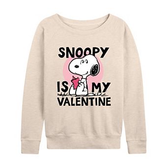 Women's Peanuts Snoopy Is My Valentine French Terry Long Sleeve Tee