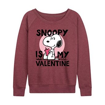 Women's Peanuts Snoopy Is My Valentine French Terry Long Sleeve Tee