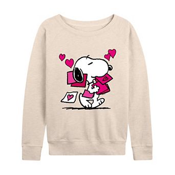Women's Peanuts Snoopy Valentines Cards French Terry Long Sleeve Tee