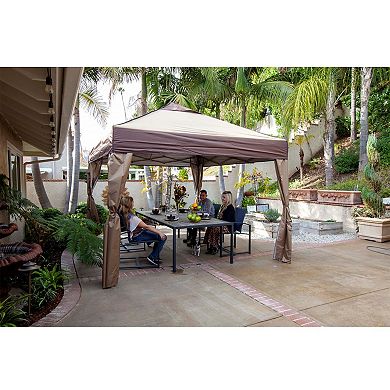 Z-shade 10 X 10 Ft Portable Canopy W/ Skirts, Tan & 5 Lb Leg Weights, Set Of 4