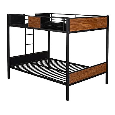 Merax Full-over-Full Bunk Bed Modern Style Steel Frame Bunk Bed