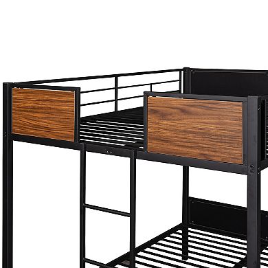 Merax Full-over-Full Bunk Bed Modern Style Steel Frame Bunk Bed