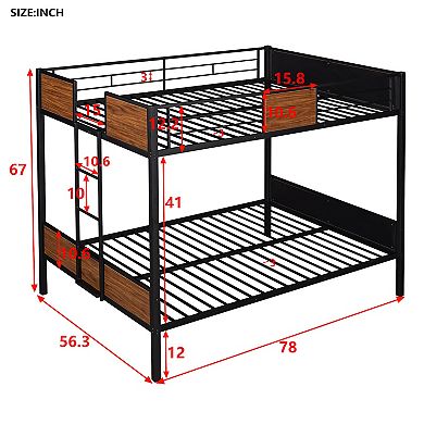 Merax Full-over-Full Bunk Bed Modern Style Steel Frame Bunk Bed