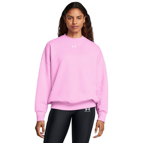 Women's Under Armour Rival Fleece Oversized Sweatshirt - Stellar Pink (SMALL)