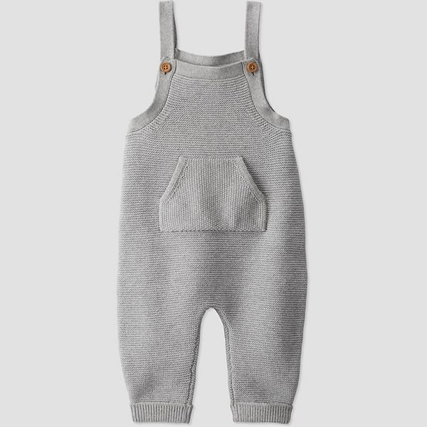 Baby Little Planet by Carter's Organic Cotton Sweater Knit Overalls - Light Gray (12 MONTHS)