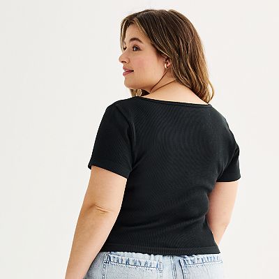 Juniors Plus SO Seamless Scoop Neck Tee