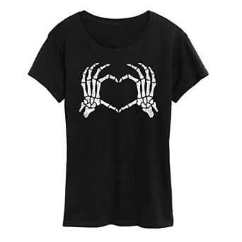 Women's Skeleton Hand Heart Graphic Tee
