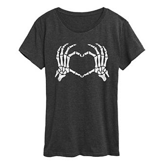 Women's Skeleton Hand Heart Graphic Tee