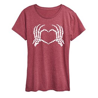 Women's Skeleton Hand Heart Graphic Tee