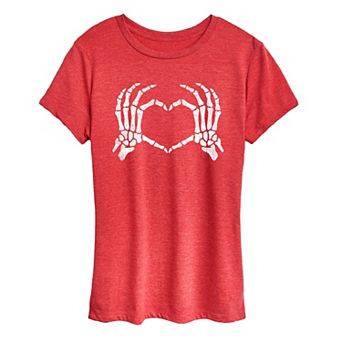 Women's Skeleton Hand Heart Graphic Tee