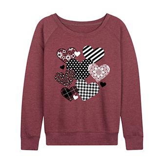 Women's Patterned Hearts French Terry Long Sleeve Tee