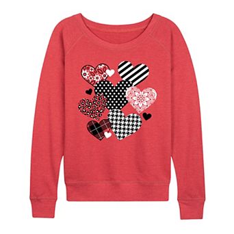 Women's Patterned Hearts French Terry Long Sleeve Tee