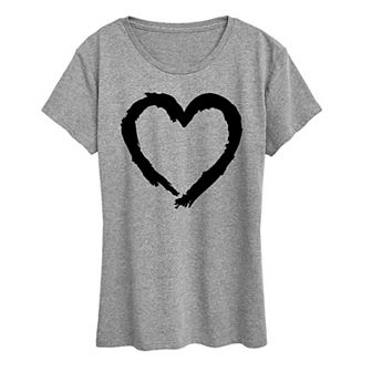 Women's Paintbrush Stroke Heart Graphic Tee