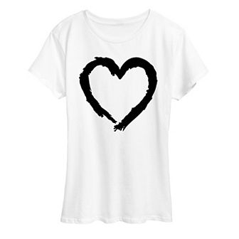 Women's Paintbrush Stroke Heart Graphic Tee