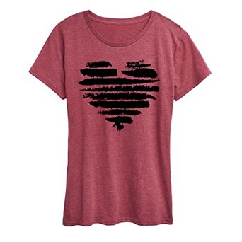 Women's Brushstroke Heart Stripes Graphic Tee