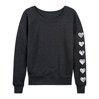 Women's Sketched Hearts French Terry Long Sleeve Tee