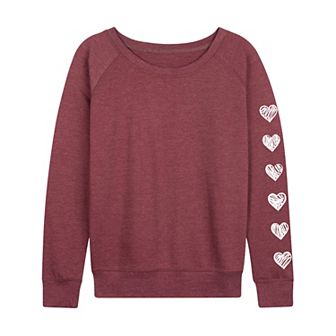 Women's Sketched Hearts French Terry Long Sleeve Tee