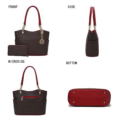 MKF Collection Savannah M Logo Printed Women’s Tote and Wristlet Wallet by Mia K