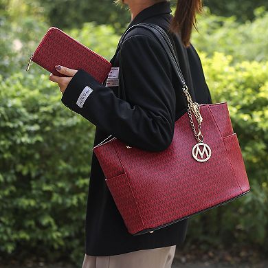 MKF Collection Savannah M Logo Printed Women’s Tote and Wristlet Wallet by Mia K