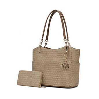 MKF Collection Savannah M Logo Printed Women’s Tote and Wristlet Wallet by Mia K