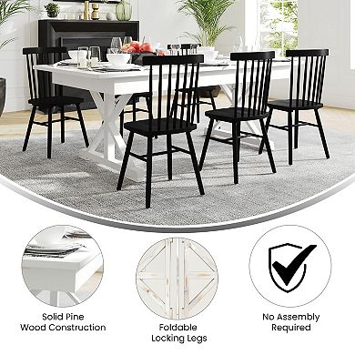 Emma and Oliver Elora 7' x 40" Rectangular Solid Pine Folding Farm Table with Crisscross Legs