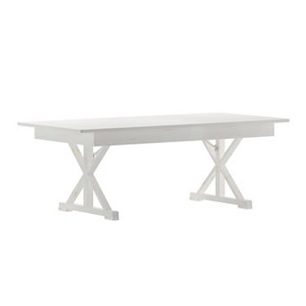 Emma and Oliver Elora 7' x 40" Rectangular Solid Pine Folding Farm Table with Crisscross Legs