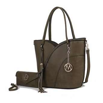 Mkf Collection Imogene Two-tone Whip Stitches Women’s Shoulder Bag With Wallet By Mia K