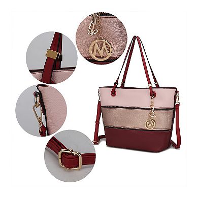 Mkf Collection Vallie Color-block Women’s Tote Bag By Mia K. With Matching Wallet 2 Pcs