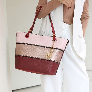 Mkf Collection Vallie Color-block Women’s Tote Bag By Mia K. With Matching Wallet 2 Pcs