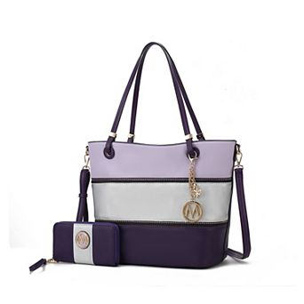 Mkf Collection Vallie Color-block Women’s Tote Bag By Mia K. With Matching Wallet 2 pc