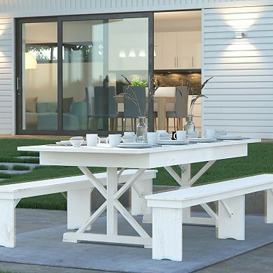 Emma and Oliver Elora 8' x 40" Rectangular Solid Pine Folding Farm Table with Crisscross Legs