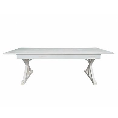 Emma and Oliver Elora 8' x 40" Rectangular Solid Pine Folding Farm Table with Crisscross Legs