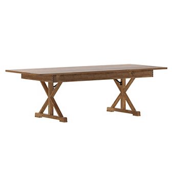 Emma and Oliver Elora 8' x 40" Rectangular Solid Pine Folding Farm Table with Crisscross Legs
