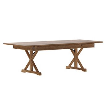 Emma and Oliver Elora 8' x 40" Rectangular Solid Pine Folding Farm Table with Crisscross Legs