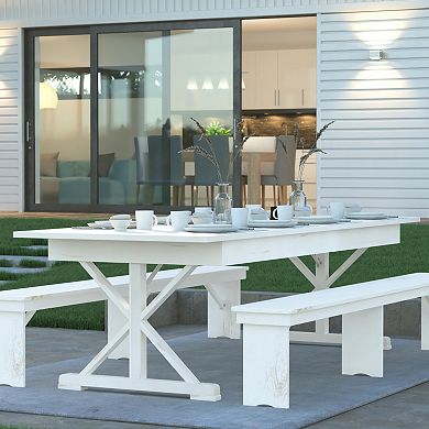 Emma and Oliver Elora 9' x 40" Rectangular Solid Pine Folding Farm Table with Crisscross Legs