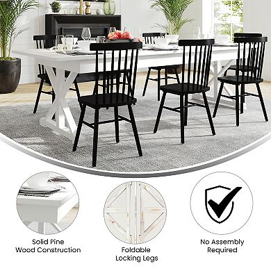 Emma and Oliver Elora 9' x 40" Rectangular Solid Pine Folding Farm Table with Crisscross Legs