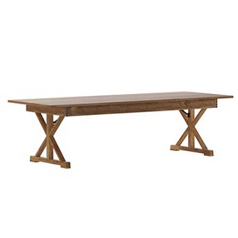 Emma and Oliver Elora 9' x 40" Rectangular Solid Pine Folding Farm Table with Crisscross Legs
