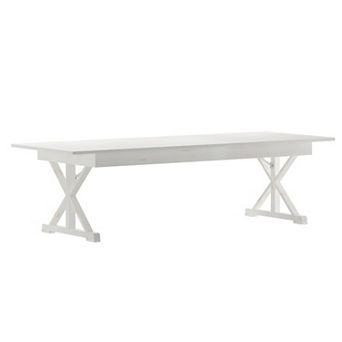 Emma and Oliver Elora 9' x 40" Rectangular Solid Pine Folding Farm Table with Crisscross Legs